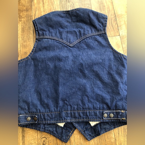 Weather Jack Ely & Walker Vest Size Large Blue Denim Jean Lined Snap Up - Picture 3 of 6